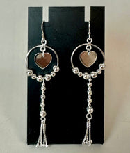 Load image into Gallery viewer, Sterling Heart Beaded Tassel Drop Earrings (3")
