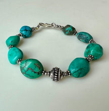 Load image into Gallery viewer, Sterling Turquoise Beaded Bracelet (7.25")
