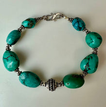 Load image into Gallery viewer, Sterling Turquoise Beaded Bracelet (7.25")
