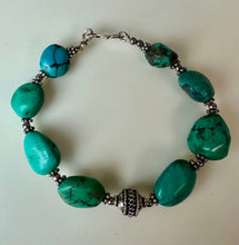 Load image into Gallery viewer, Sterling Turquoise Beaded Bracelet (7.25")
