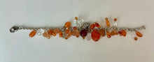 Load image into Gallery viewer, Sterling Agate Carnelian Swarovski Crystal Charm Bracelet (7.25")
