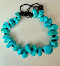 Load image into Gallery viewer, Turquoise Nugget on Knotted Black Cord Adjustable Bracelet
