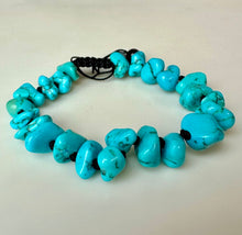 Load image into Gallery viewer, Turquoise Nugget on Knotted Black Cord Adjustable Bracelet
