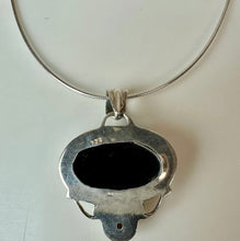 Load image into Gallery viewer, Sterling Onyx Freshwater Pearl 1.75" Pendant on 20" Snake Chain Necklace
