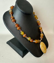 Load image into Gallery viewer, Sterling Carnelian 2" Pendant on 21" Carnelian &amp; Sterling Beaded Necklace
