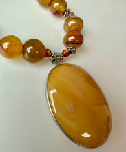 Load image into Gallery viewer, Sterling Carnelian 2" Pendant on 21" Carnelian &amp; Sterling Beaded Necklace
