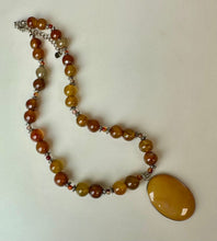 Load image into Gallery viewer, Sterling Carnelian 2" Pendant on 21" Carnelian &amp; Sterling Beaded Necklace
