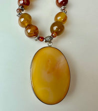 Load image into Gallery viewer, Sterling Carnelian 2" Pendant on 21" Carnelian &amp; Sterling Beaded Necklace

