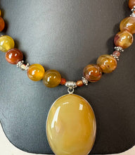 Load image into Gallery viewer, Sterling Carnelian 2" Pendant on 21" Carnelian &amp; Sterling Beaded Necklace
