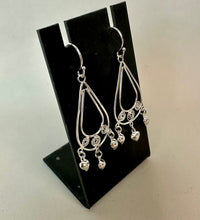 Load image into Gallery viewer, Sterling Heart Dangle Teardrop Earrings (2.25")
