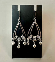Load image into Gallery viewer, Sterling Heart Dangle Teardrop Earrings (2.25")
