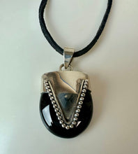 Load image into Gallery viewer, Sterling Onyx 1.75" Pendant on 22' Black Suede Cord Necklace
