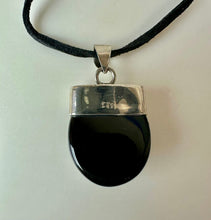 Load image into Gallery viewer, Sterling Onyx 1.75" Pendant on 22' Black Suede Cord Necklace
