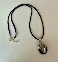 Load image into Gallery viewer, Sterling Onyx 1.75" Pendant on 22' Black Suede Cord Necklace

