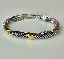 Load image into Gallery viewer, Sterling w/ 14K Gold Plated Accent XO Hugs &amp; Kisses Link Bracelet (7.5")
