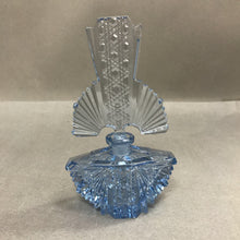 Load image into Gallery viewer, Vintage Czechoslovakia Light Blue Crystal Perfume Bottle with Stopper (6")(As Is)
