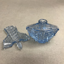 Load image into Gallery viewer, Vintage Czechoslovakia Light Blue Crystal Perfume Bottle with Stopper (6")(As Is)
