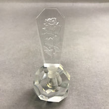 Load image into Gallery viewer, Vintage I.W. Rice Facered Hand Cut Crystal Perfume Bottle Roses Stopper (4")
