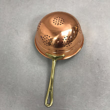 Load image into Gallery viewer, Antique Small Copper Colander Strainer with Brass Handle (11")
