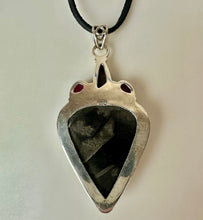 Load image into Gallery viewer, Sterling Black Druzy Agate Natural Ruby Sodalite 3" Statement Pendant on 22" Black Suede Cord Necklace
