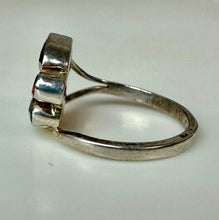 Load image into Gallery viewer, Sterling Garnet 3-Stone Ring sz 7
