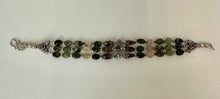 Load image into Gallery viewer, Sterling Pink &amp; Green Tourmaline Beaded Triple Row Bracelet (7.5")
