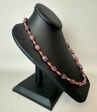 Load image into Gallery viewer, Sterling Carved Burgundy Stone Carnelian Beaded Necklace (23")
