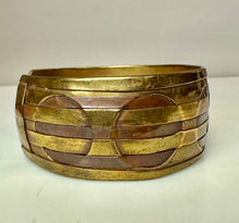 Load image into Gallery viewer, Vintage Geometric Pattern Woven Brass Copper Wide Cuff Bracelet
