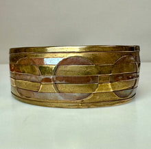 Load image into Gallery viewer, Vintage Geometric Pattern Woven Brass Copper Wide Cuff Bracelet
