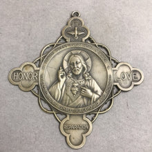 Load image into Gallery viewer, Vintage Sacred Heart Jesus Honor Love Reparation Lightweight Medal Wall Plaque (5")
