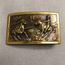 Load image into Gallery viewer, Vintage Western Bronze Belt Buckle Old Style Cowboy Roping a Bull(3")
