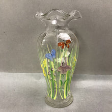 Load image into Gallery viewer, Hand-Painted Floral &amp; Butterfly Clear Glass Vase (9.5")
