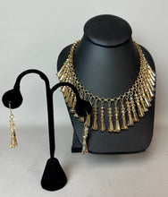 Load image into Gallery viewer, Ellen Tracy Champagne Aurora Borealis Crystal Fringe 23" Necklace &amp; 2" Earrings Set
