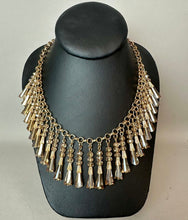 Load image into Gallery viewer, Ellen Tracy Champagne Aurora Borealis Crystal Fringe 23" Necklace &amp; 2" Earrings Set
