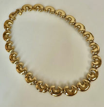 Load image into Gallery viewer, Vintage Goldtone Puffed C Link Modernist Collar Necklace (18")
