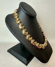 Load image into Gallery viewer, Vintage Goldtone Puffed C Link Modernist Collar Necklace (18")
