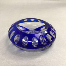 Load image into Gallery viewer, Cobalt Blue Cut To Clear Crystal Ashtray (2x6)
