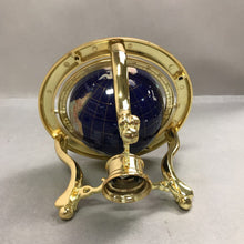 Load image into Gallery viewer, Gemstone Tabletop World Globe Semiprecious Inlay Lapis Compass (9")
