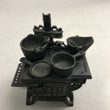Load image into Gallery viewer, Vintage Cast Iron Queen Miniature Wood Burning Stove Salesman Sample w/ Accessories (3x5)
