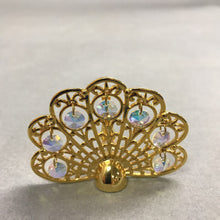 Load image into Gallery viewer, KG &amp; Co. Crystal Temptations 24K Gold Plated Peacock Spectra Swarovski Crystals (2")
