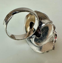 Load image into Gallery viewer, Silver Plated Rhodonite Ring sz 5, Adjustable
