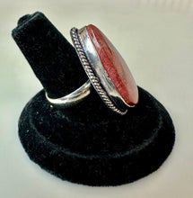 Load image into Gallery viewer, Silver Plated Red Picture Jasper Ring sz 7, Adjustable
