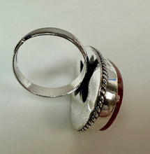 Load image into Gallery viewer, Silver Plated Red Picture Jasper Ring sz 7, Adjustable
