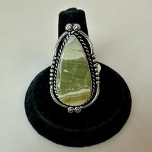 Load image into Gallery viewer, Silver Plated Green Picture Jasper Ring sz 10
