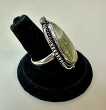 Load image into Gallery viewer, Silver Plated Green Picture Jasper Ring sz 10
