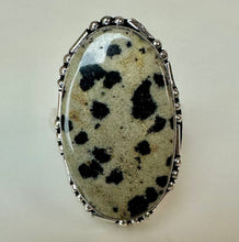 Load image into Gallery viewer, Silver Plated Dalmatian Jasper Ring sz 9
