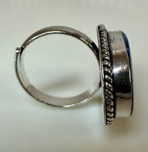 Load image into Gallery viewer, Silver Plated Lapis Lazuli Ring sz 6, Adjustable
