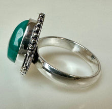 Load image into Gallery viewer, Silver Plated Teal Banded Agate Ring sz 9

