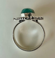 Load image into Gallery viewer, Silver Plated Teal Banded Agate Ring sz 9
