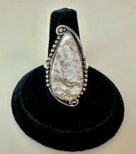Load image into Gallery viewer, Silver Plated Dendtritic Agate Ring sz 7, Adjustable
